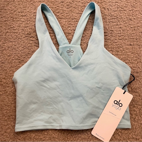 NWT alo yoga real bra tank small in blue quartz - Picture 2 of 4